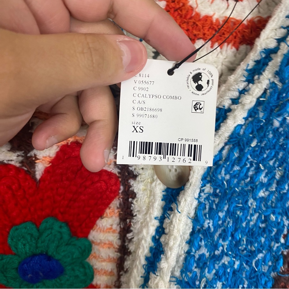 Free People Terry‎ Towel Cardi Calypso Cardigan Sweater Floral Artsy XS - Picture 8 of 10